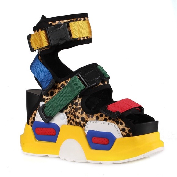 🔥Rare Item🔥 Women’s Cheetah 🐆 Multicolor Chunky Sandals. - Picture 2 of 3